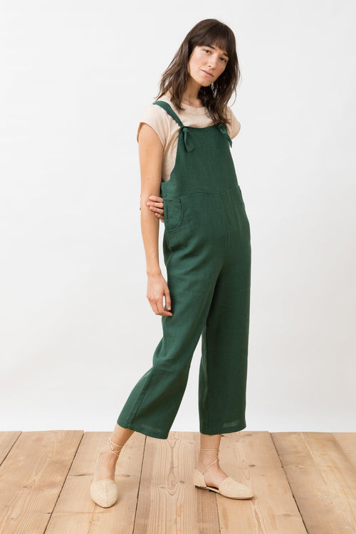 Linen Dungaree Juan Pine Green