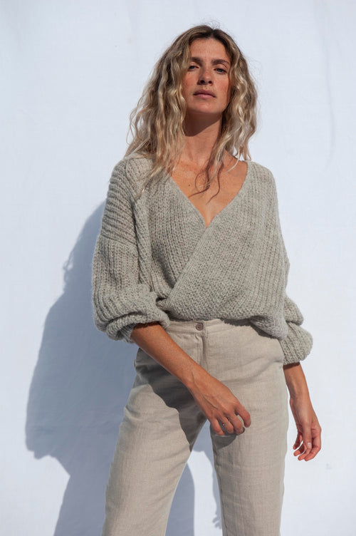 Wrap Cardigan Vega Undyed Light Grey